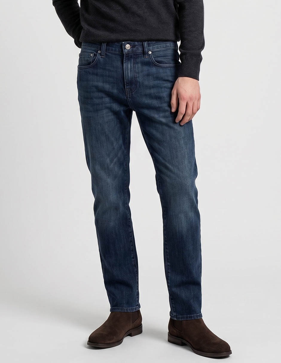 Jeans straight lavado medio para hombre