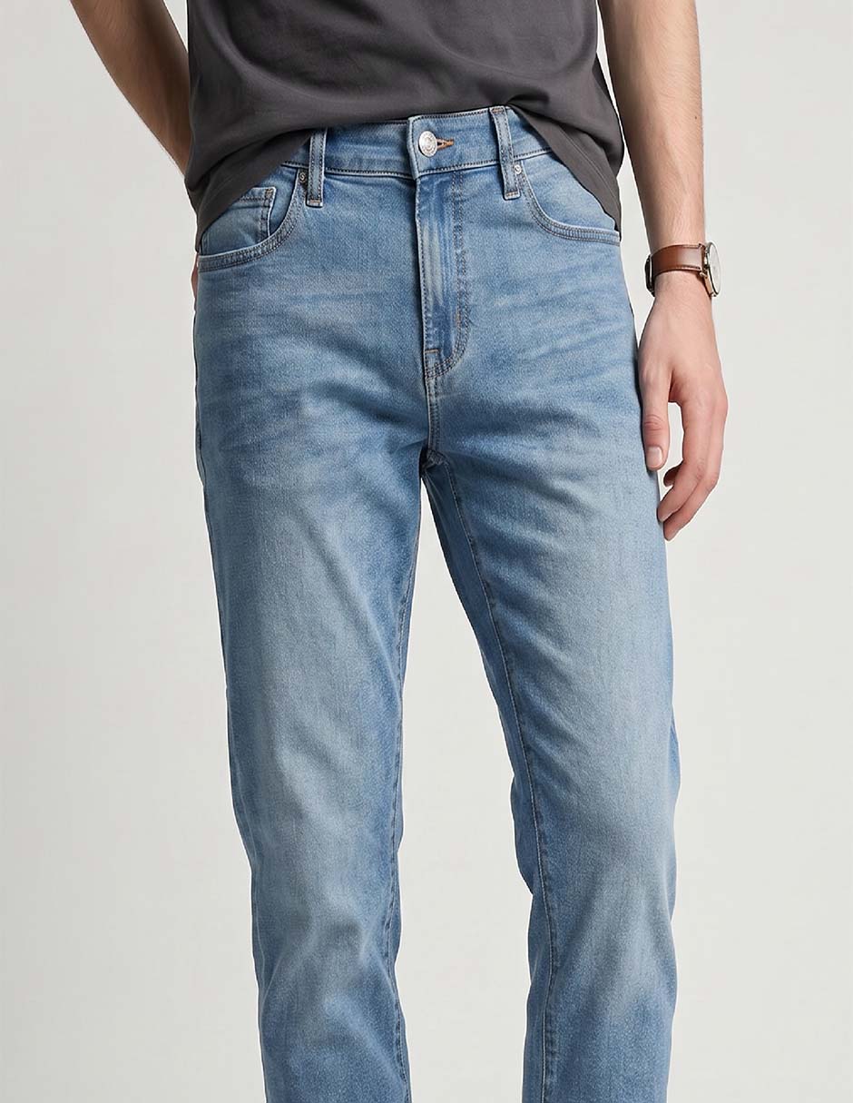 Jeans slim lavado bleach para hombre 3