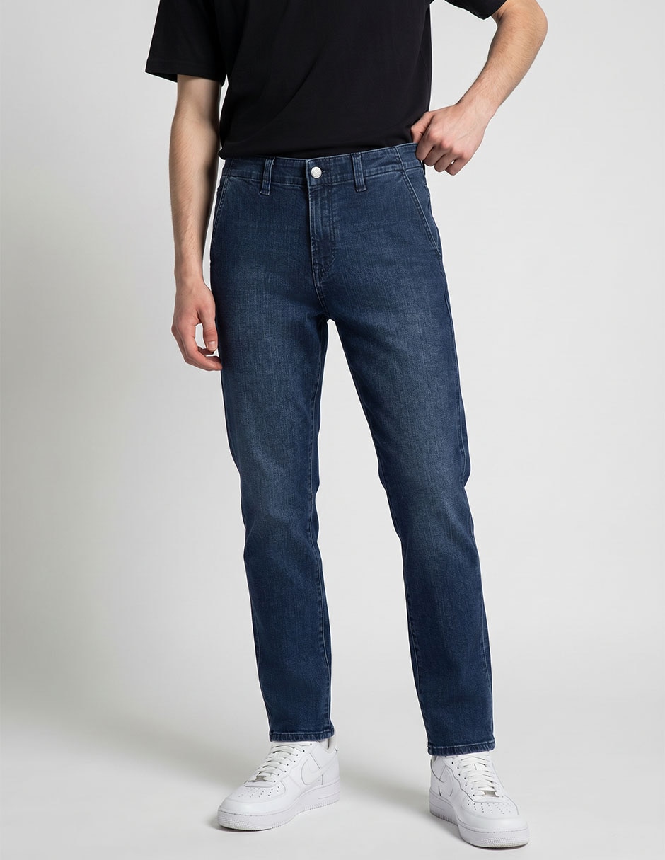 Jeans straight lavado obscuro para hombre