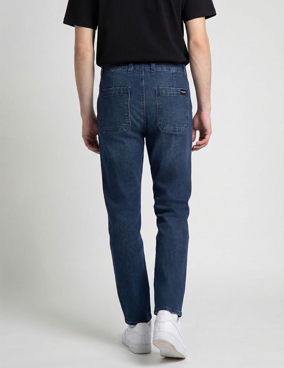 Jeans straight lavado obscuro para hombre 2