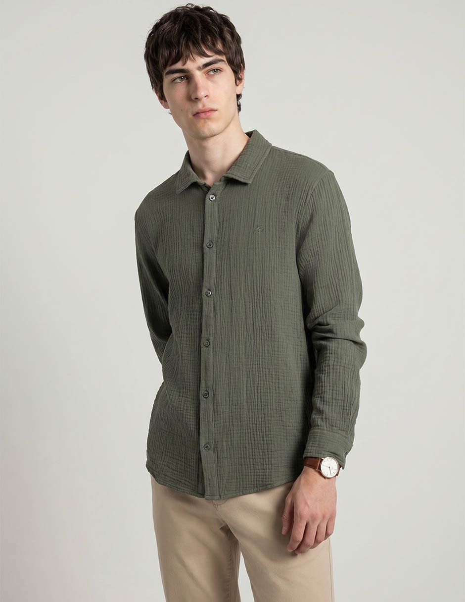 Camisa casual manga larga para hombre 1