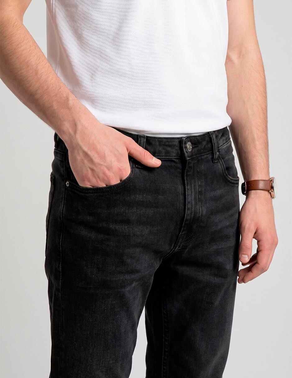 Jeans slim 37936Aero lavado obscuro para hombre 5