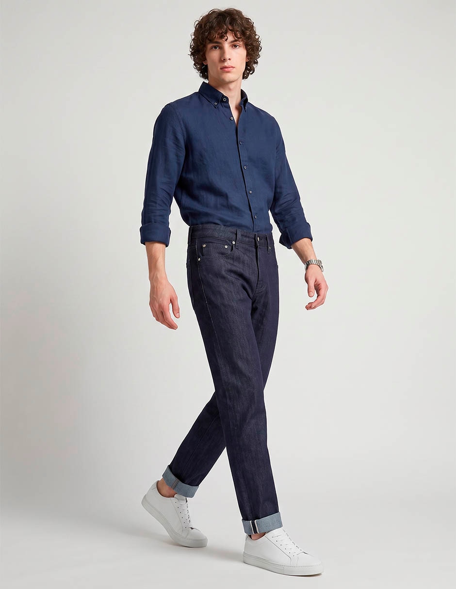 Jeans slim postale lavado obscuro para hombre 3