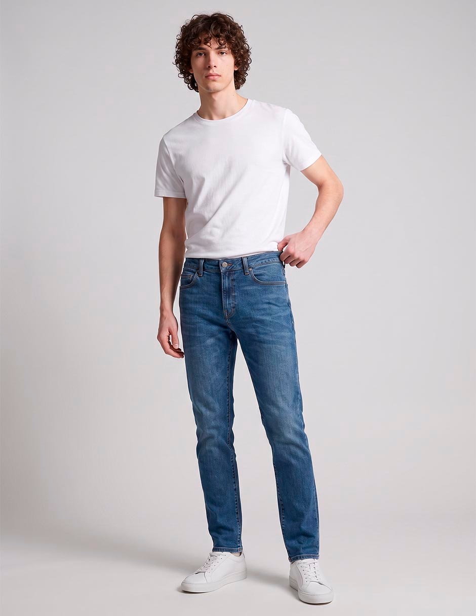 Jeans slim lavado medio para hombre
