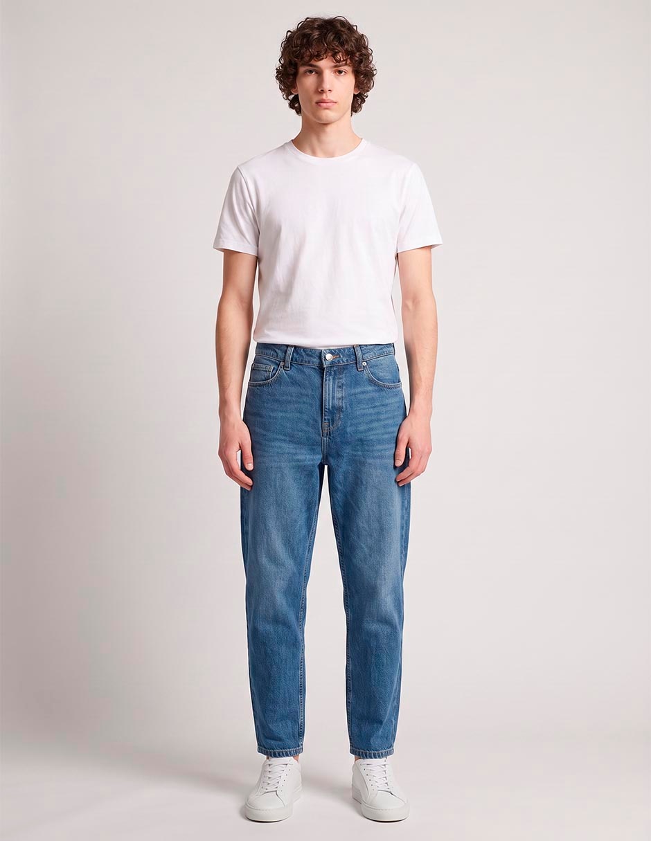 Jeans amplio lavado stone wash para hombre