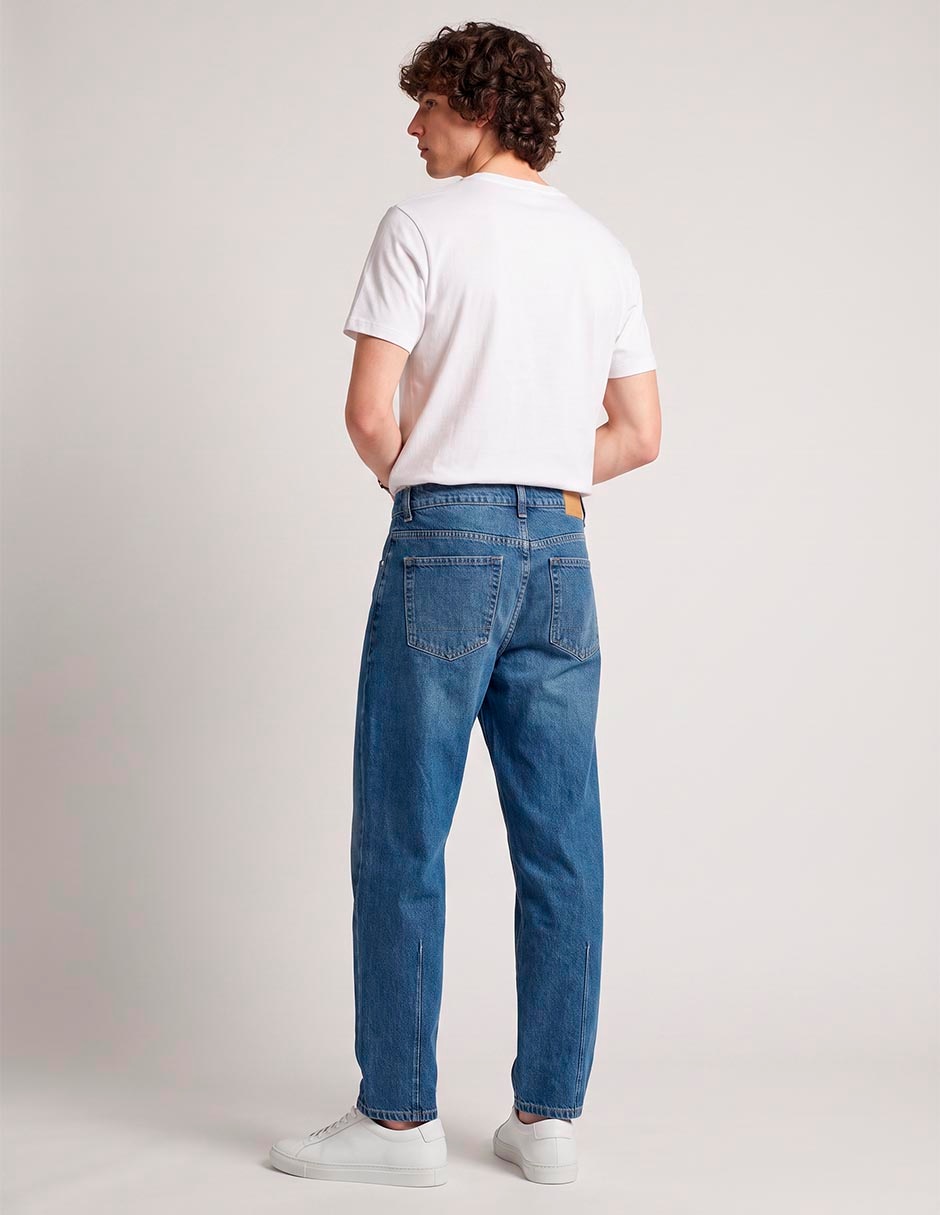 Jeans amplio lavado stone wash para hombre 3