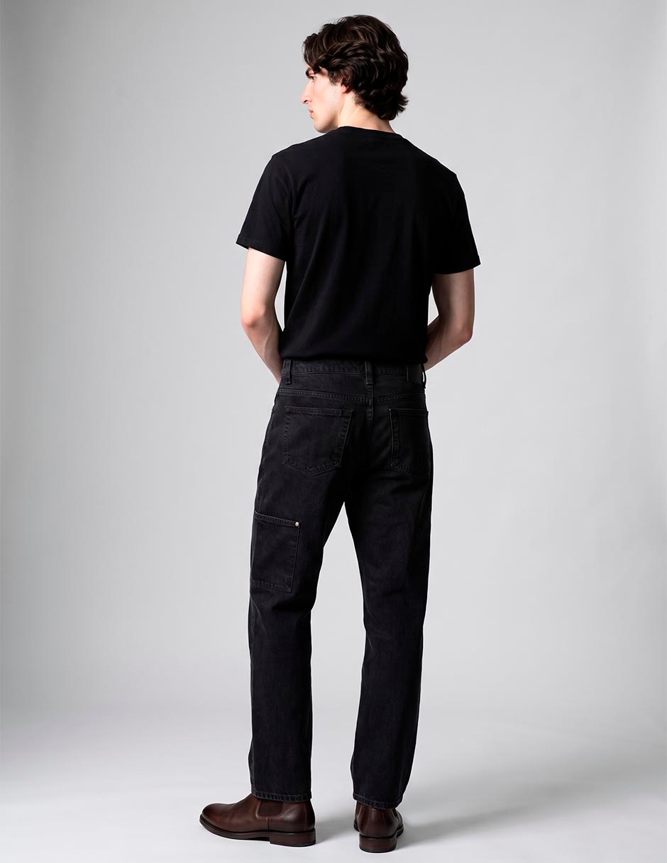 Jeans straight lavado obscuro para hombre 3