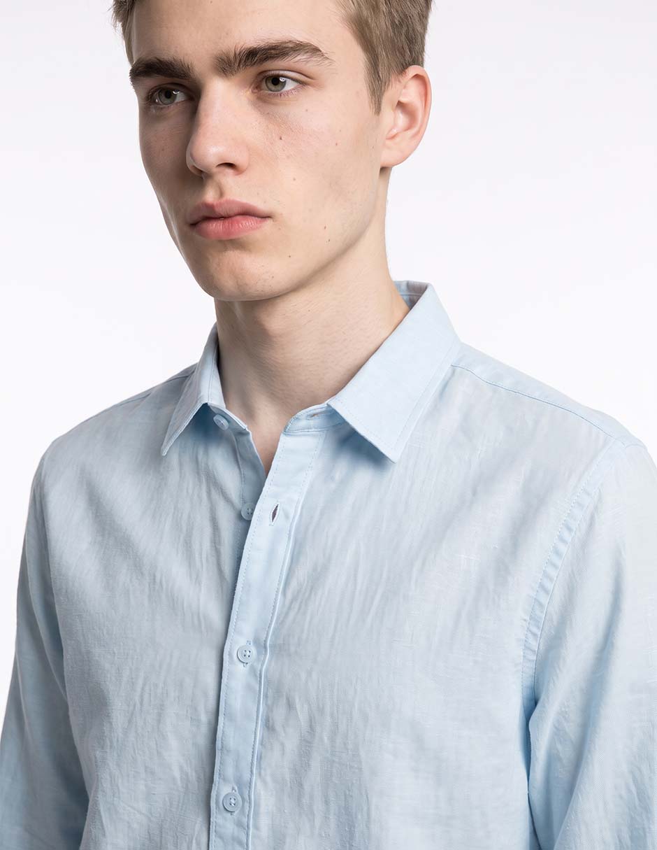 Camisa casual manga larga para hombre 7