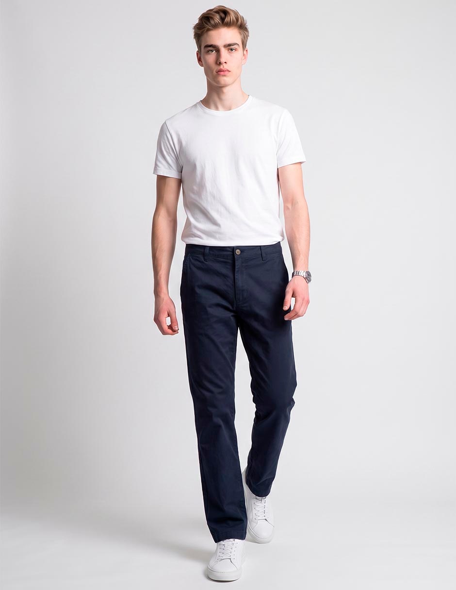 Pantalón casual slim de gabardina para hombre