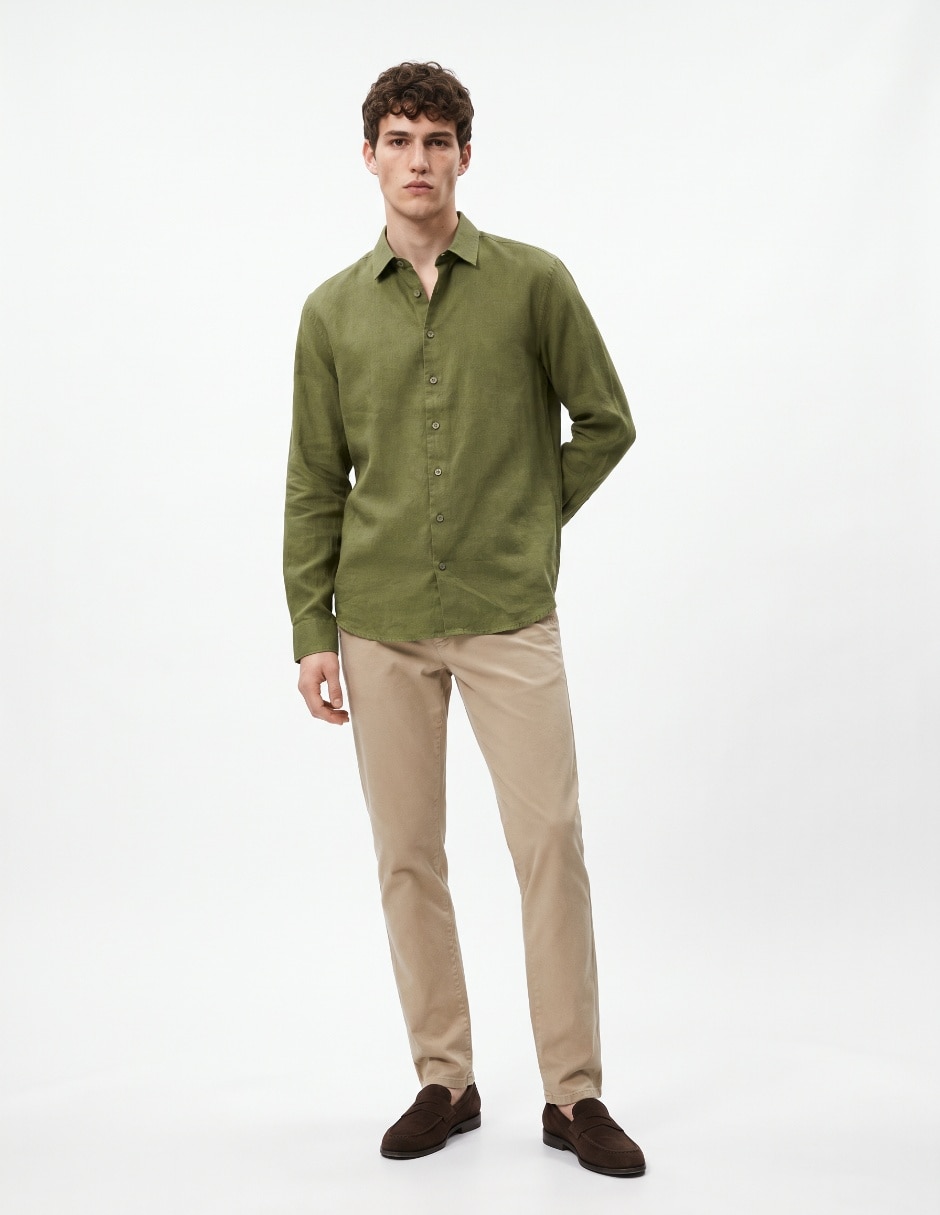 Camisa casual manga larga para hombre