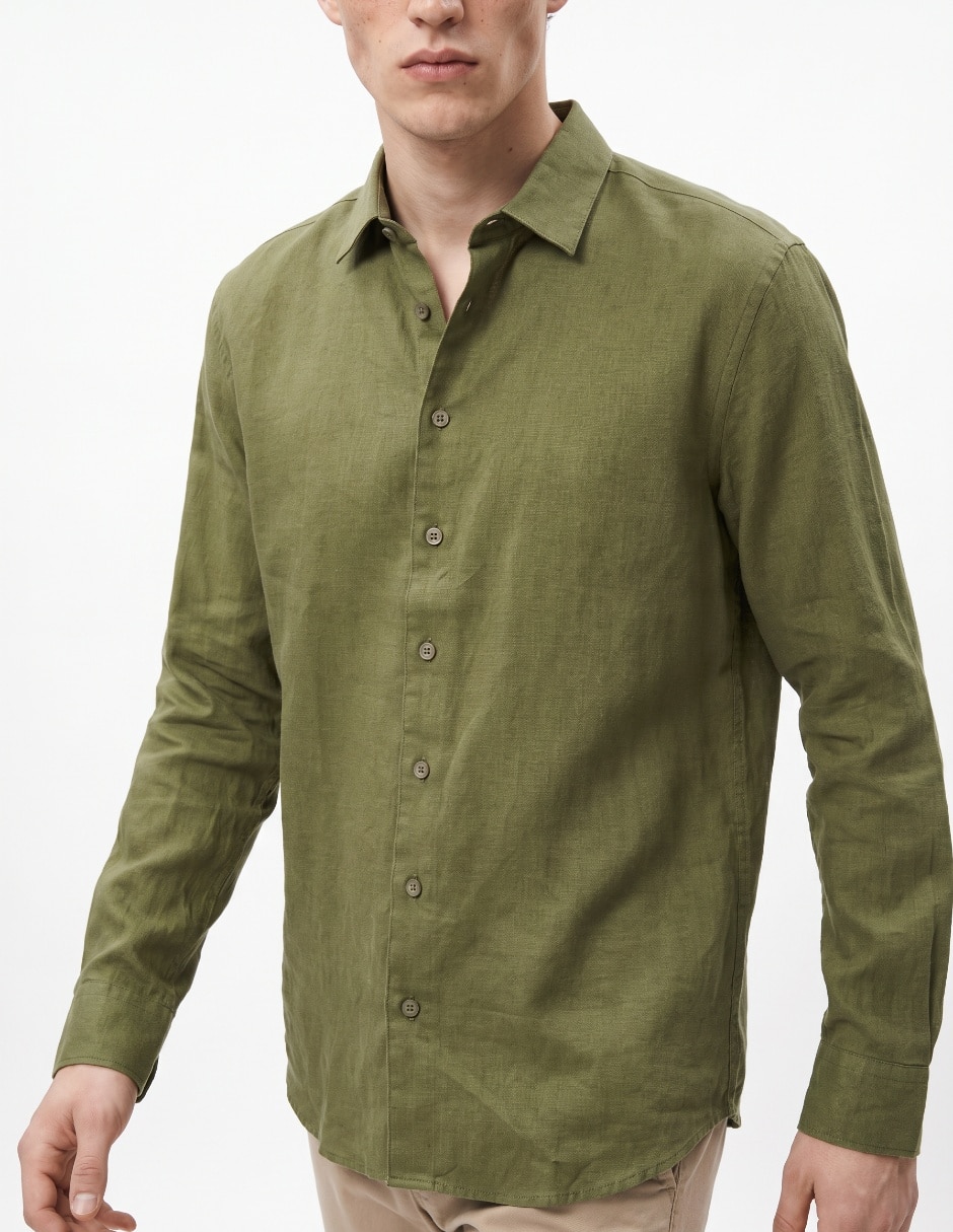 Camisa casual manga larga para hombre