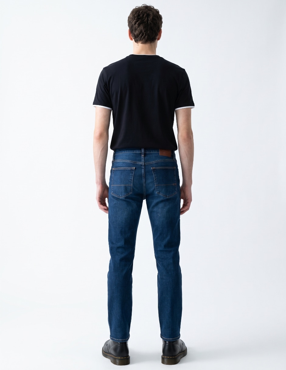 Jeans slim lavado whisker para hombre 2