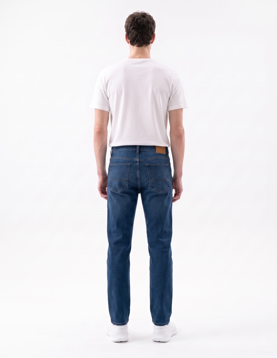 Jeans straight lavado whisker para hombre 2