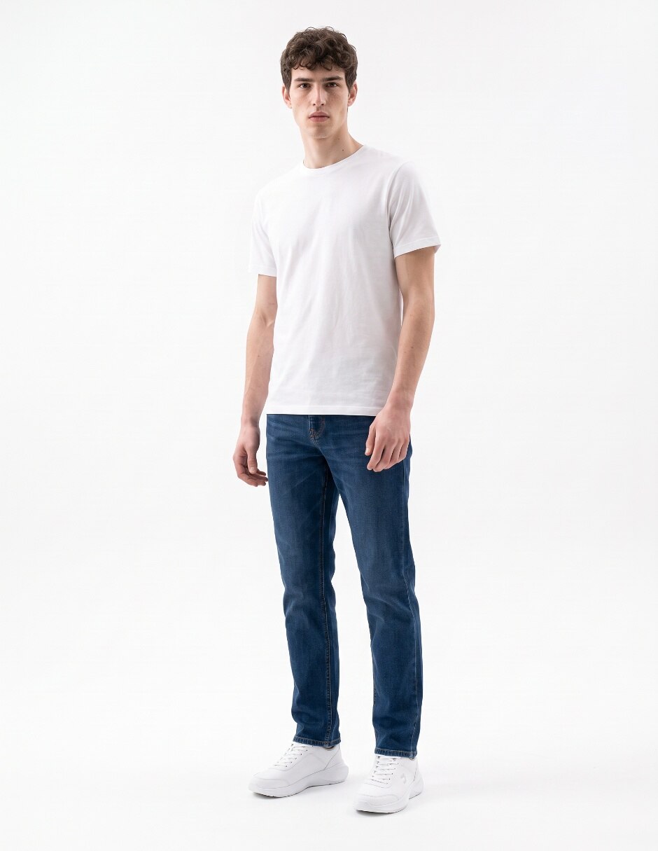 Jeans straight lavado whisker para hombre 3