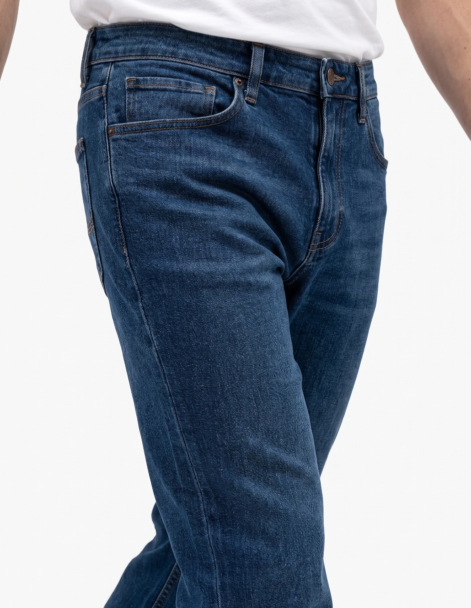 Jeans straight lavado whisker para hombre 4