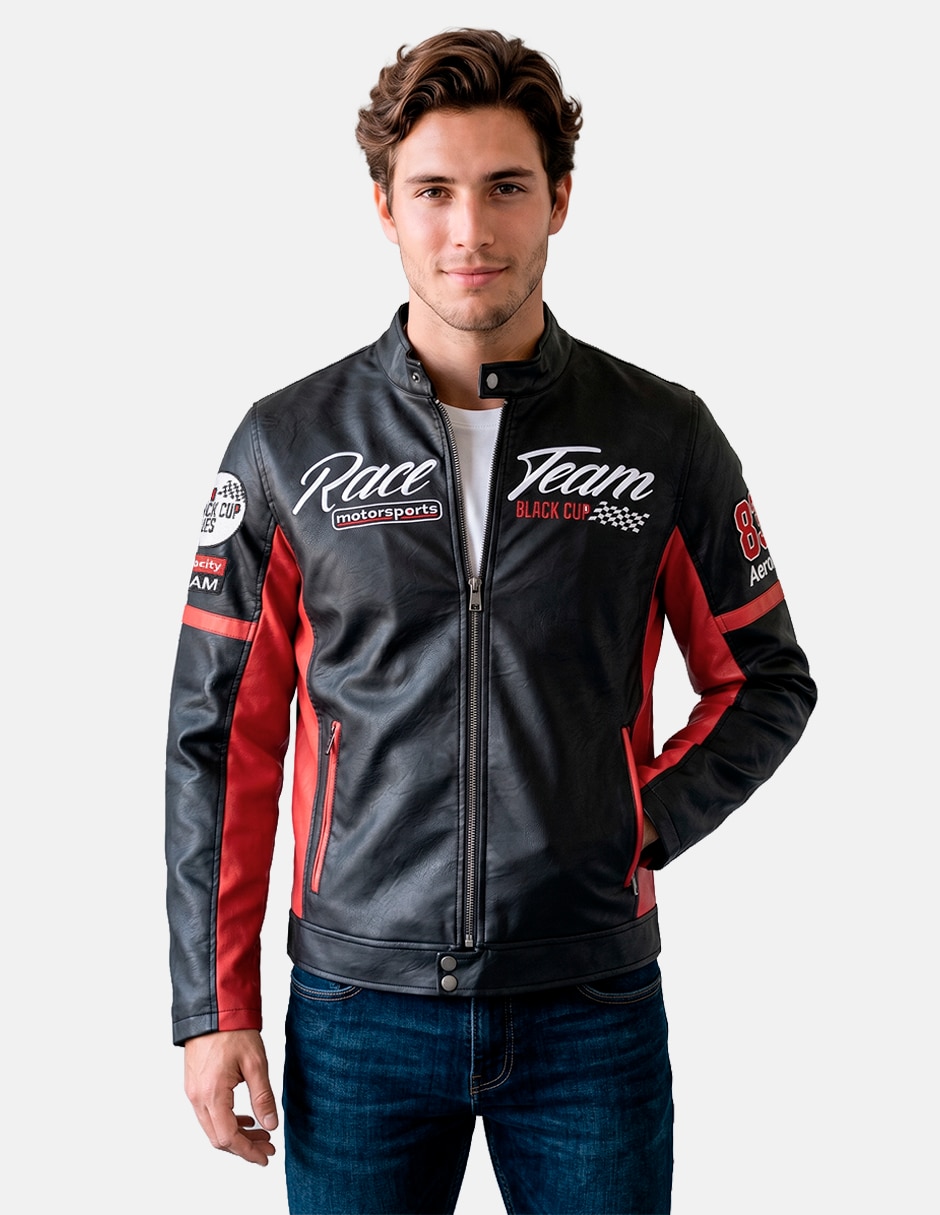 Chamarra para motociclista con bolsillos para hombre 1