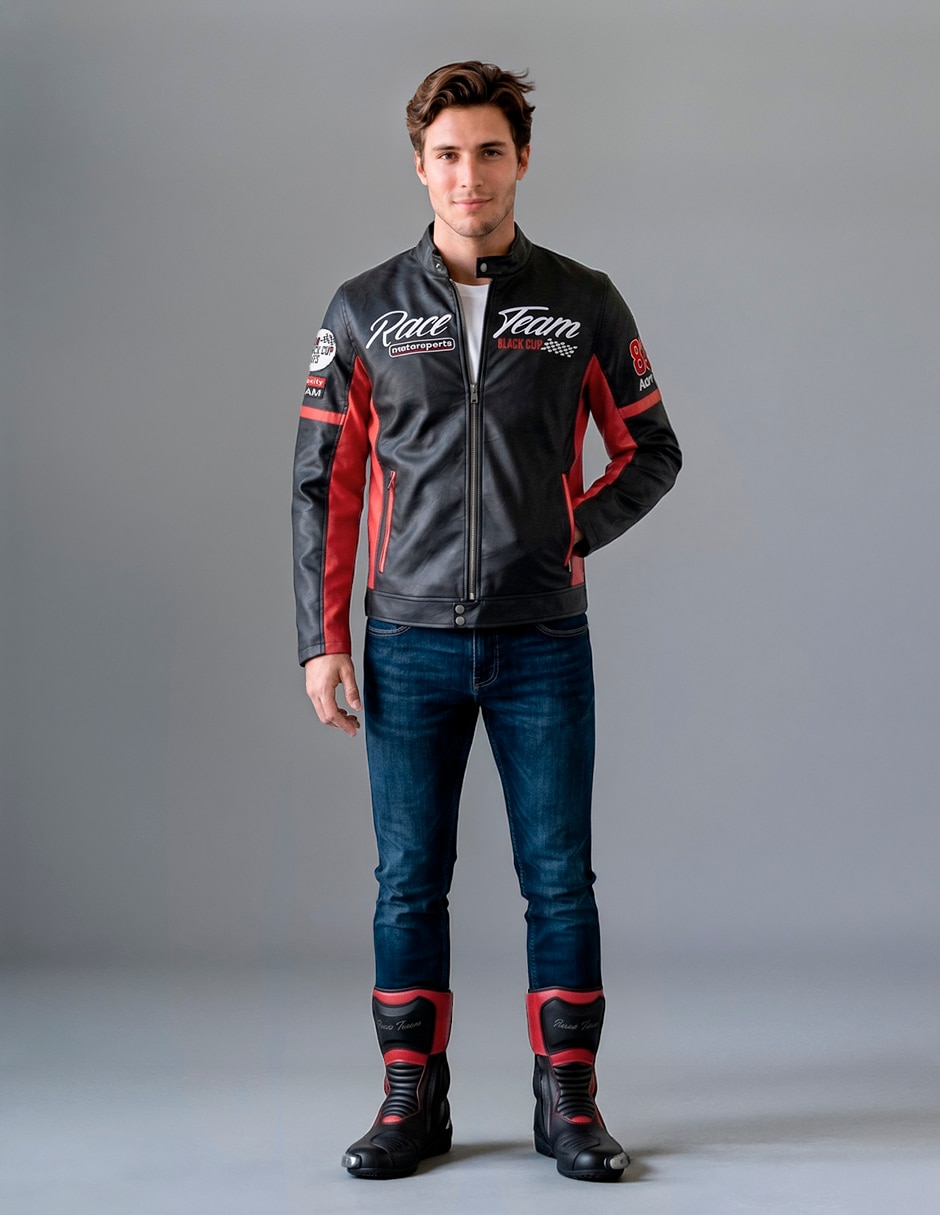 Chamarra para motociclista con bolsillos para hombre 5