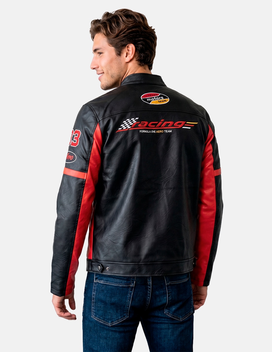 Chamarra para motociclista con bolsillos para hombre 4