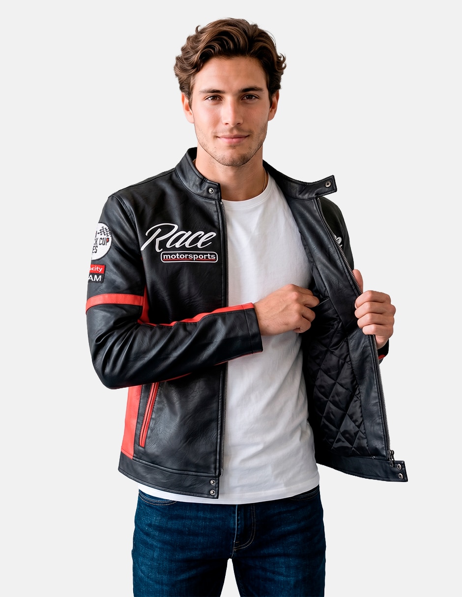 Chamarra para motociclista con bolsillos para hombre 3