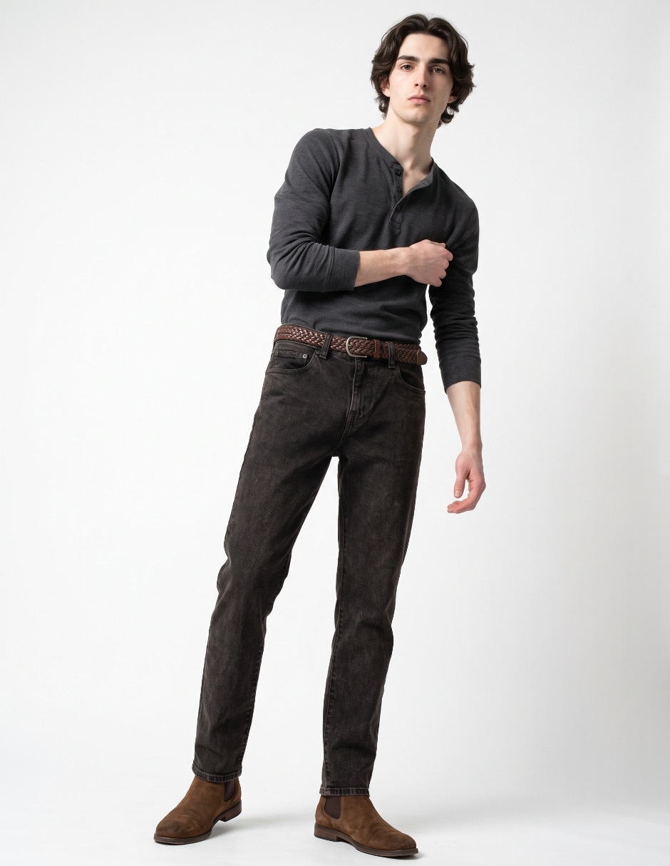 Jeans Regular Straight 38788 lavado Acid wash para hombre 3