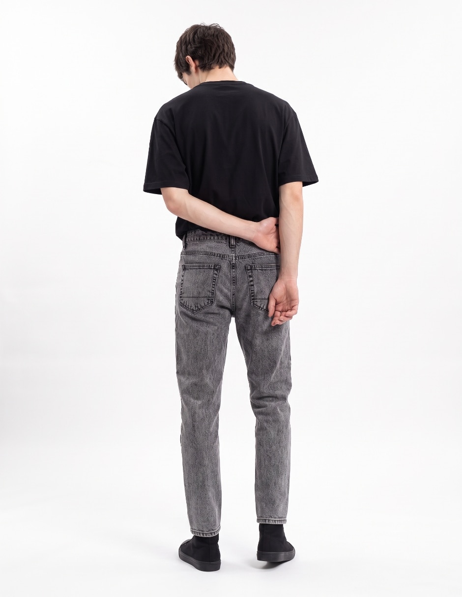 Jeans straight lavado acid wash para hombre 2