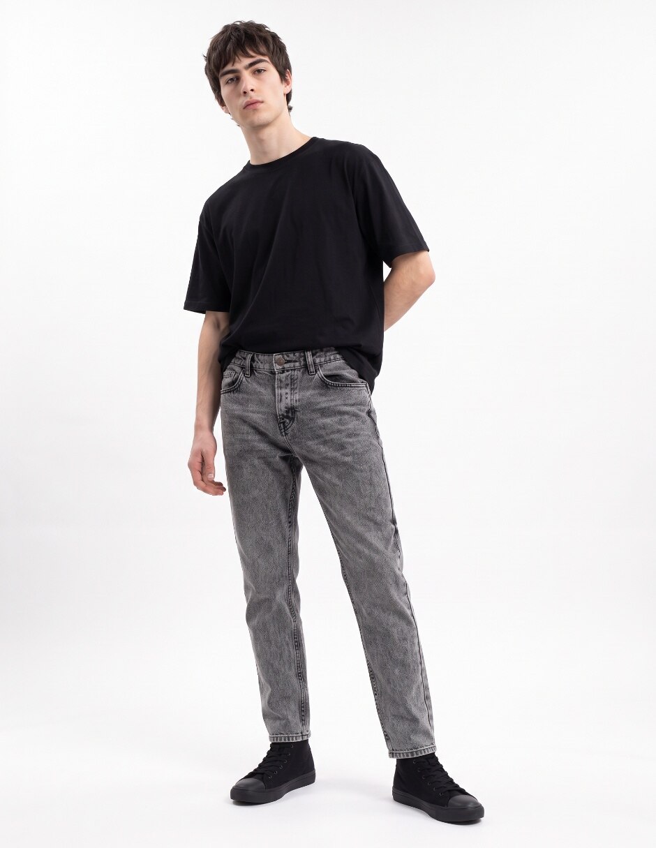 Jeans straight lavado acid wash para hombre 3