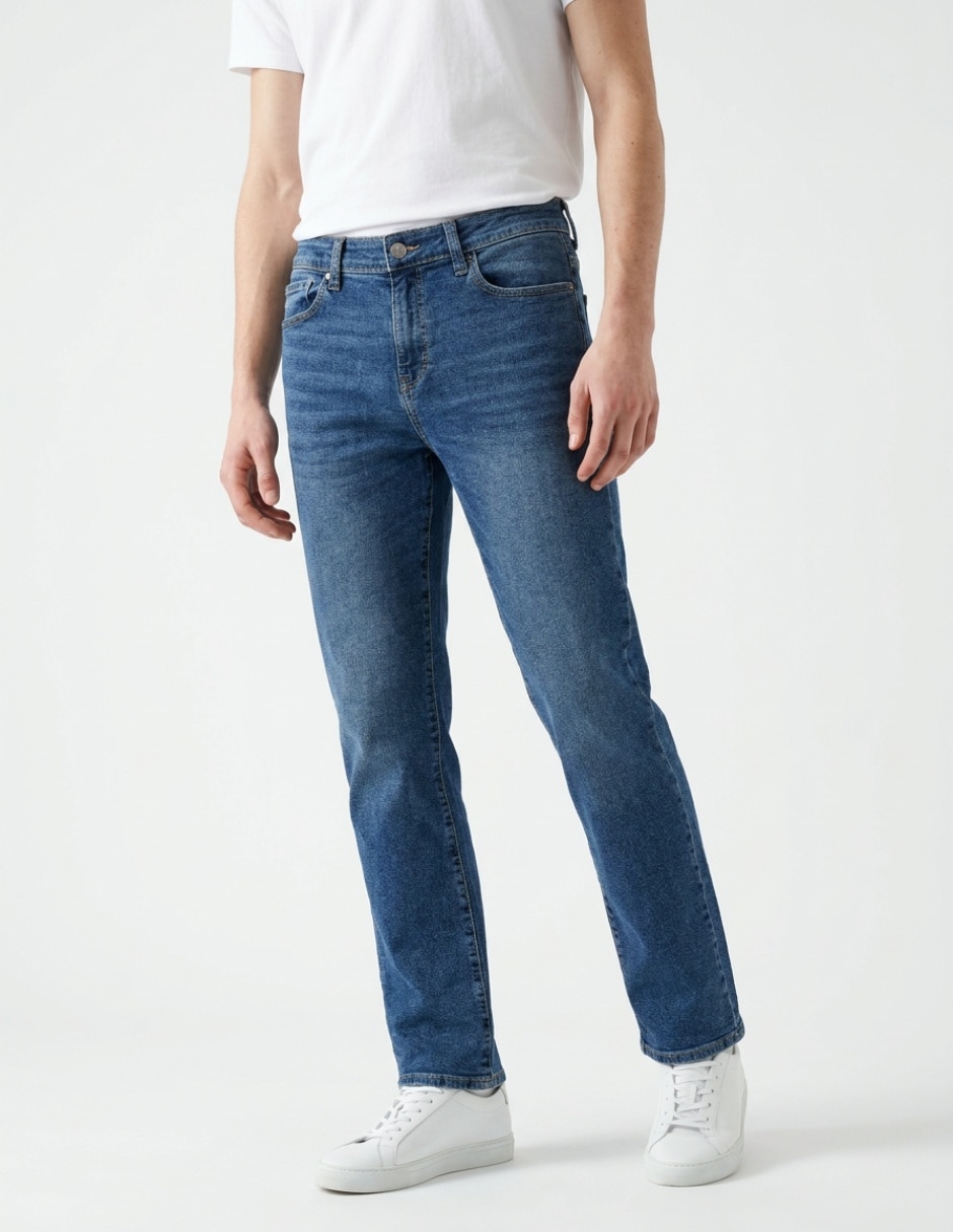 Jeans bota lavado bleach para hombre