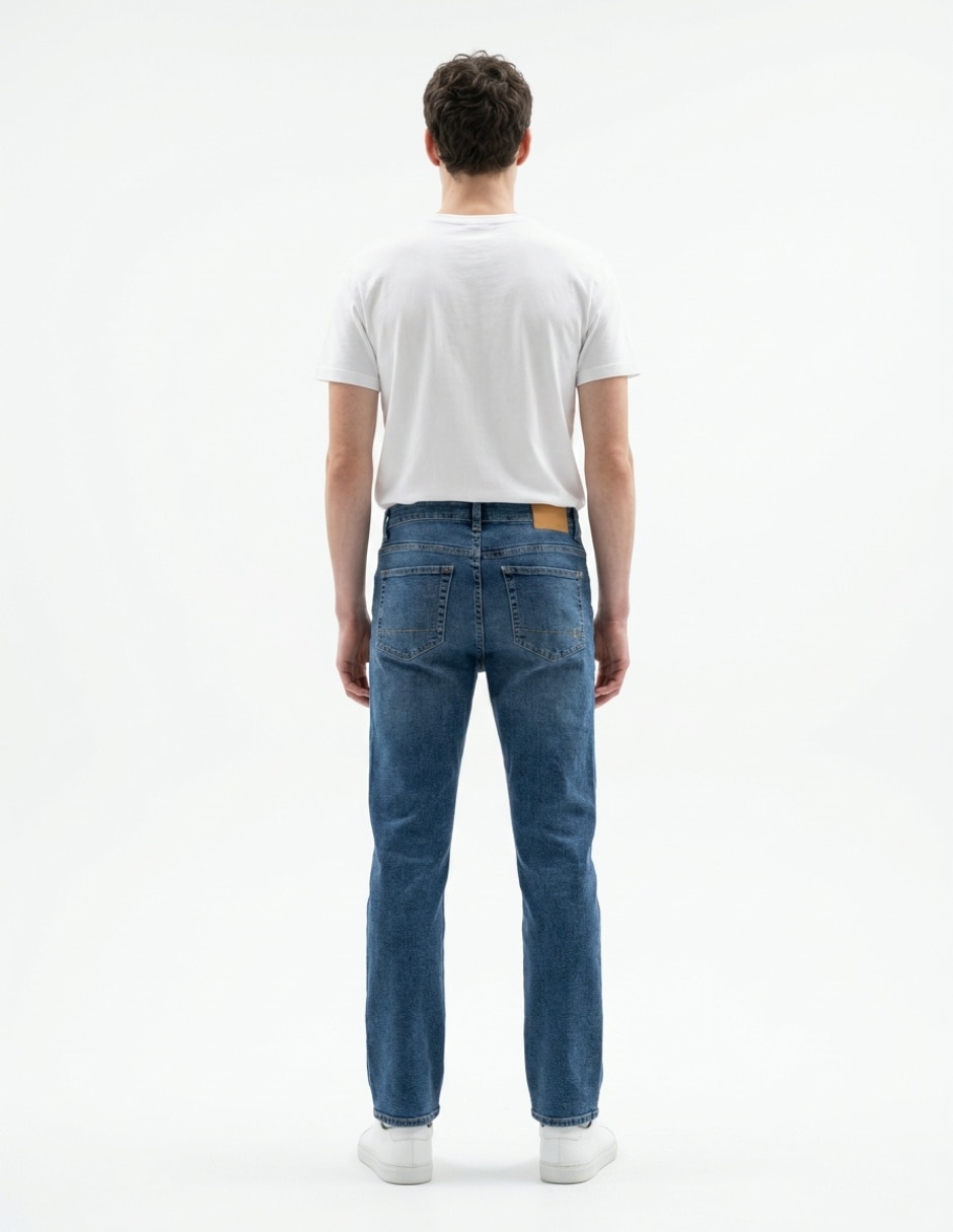 Jeans bota lavado bleach para hombre 2