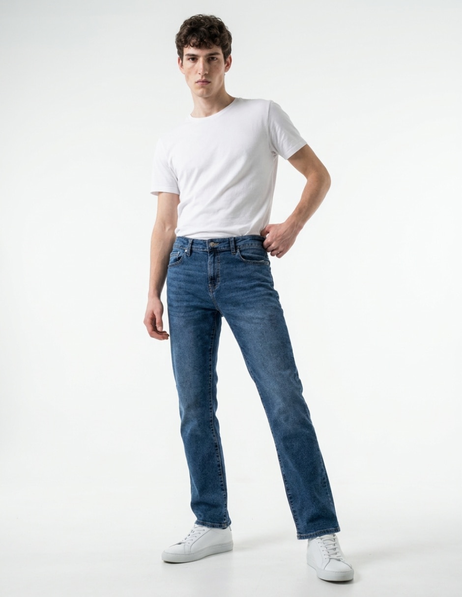 Jeans bota lavado bleach para hombre 3