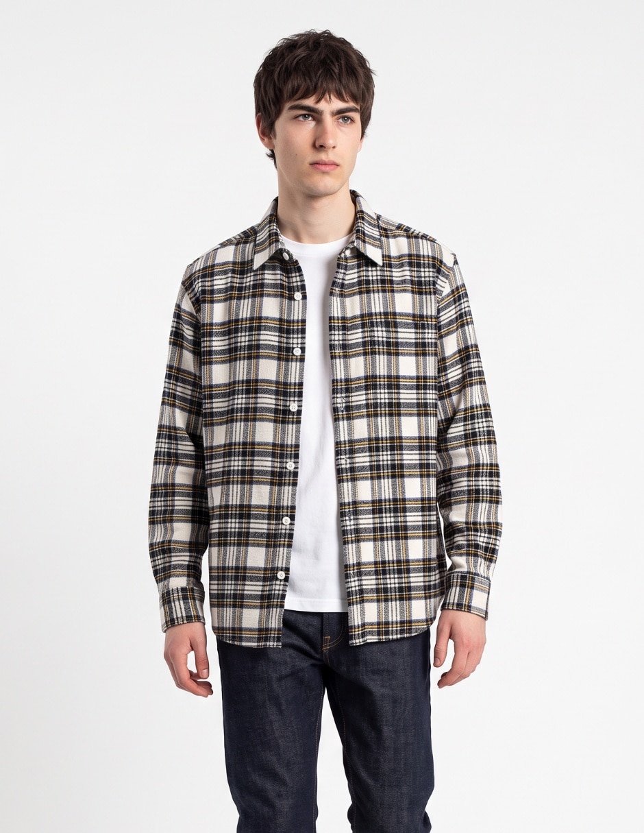 Camisa casual de algodón manga larga para hombre