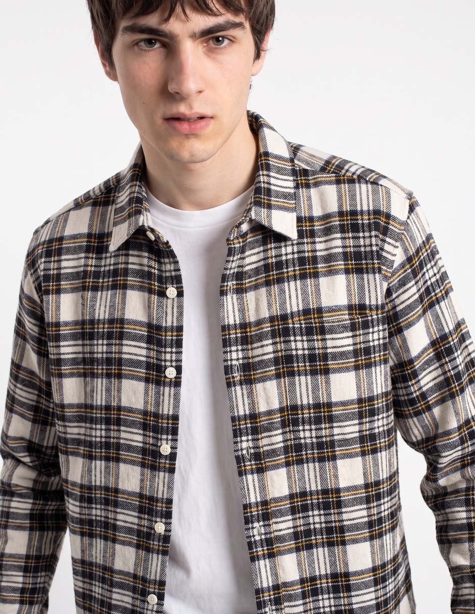Camisa casual de algodón manga larga para hombre