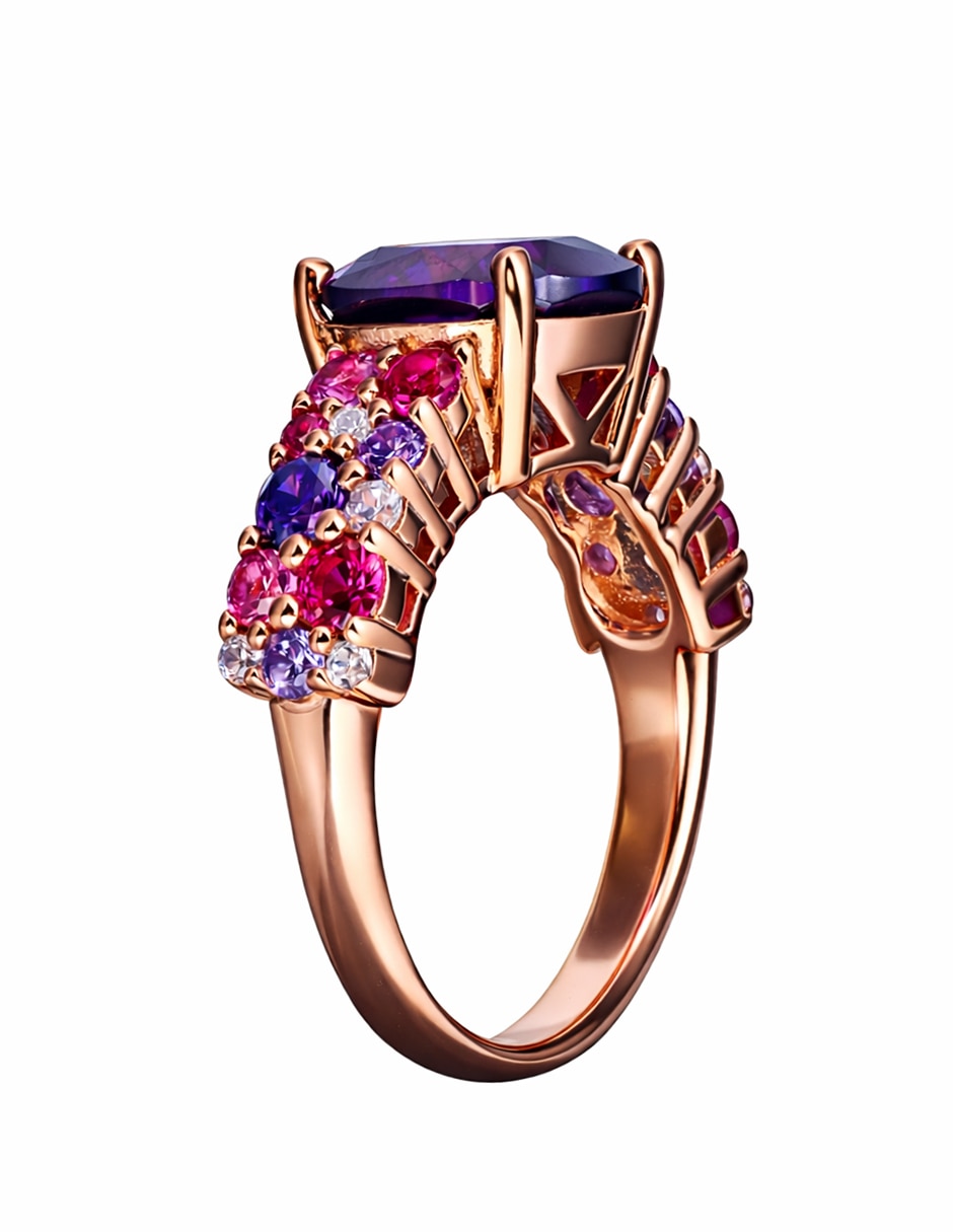 Anillo Gladkova Joyeria P 925 de plata amatista Chapa de oro