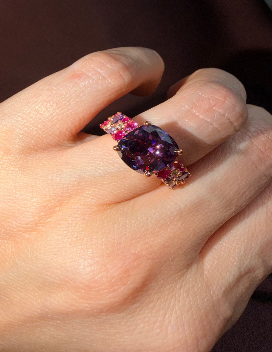 Anillo Gladkova Joyeria P 925 de plata amatista Chapa de oro